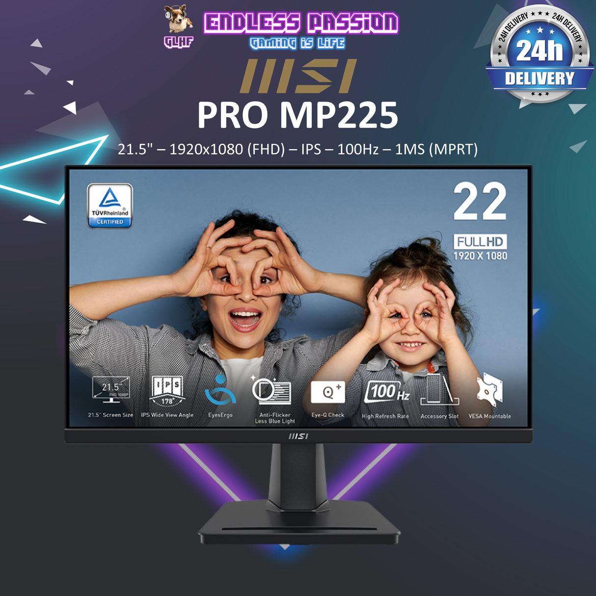 MSI PRO MP225 22-inch IPS 1920 x 1080 (FHD) 100Hz 1ms Productivity Monitor