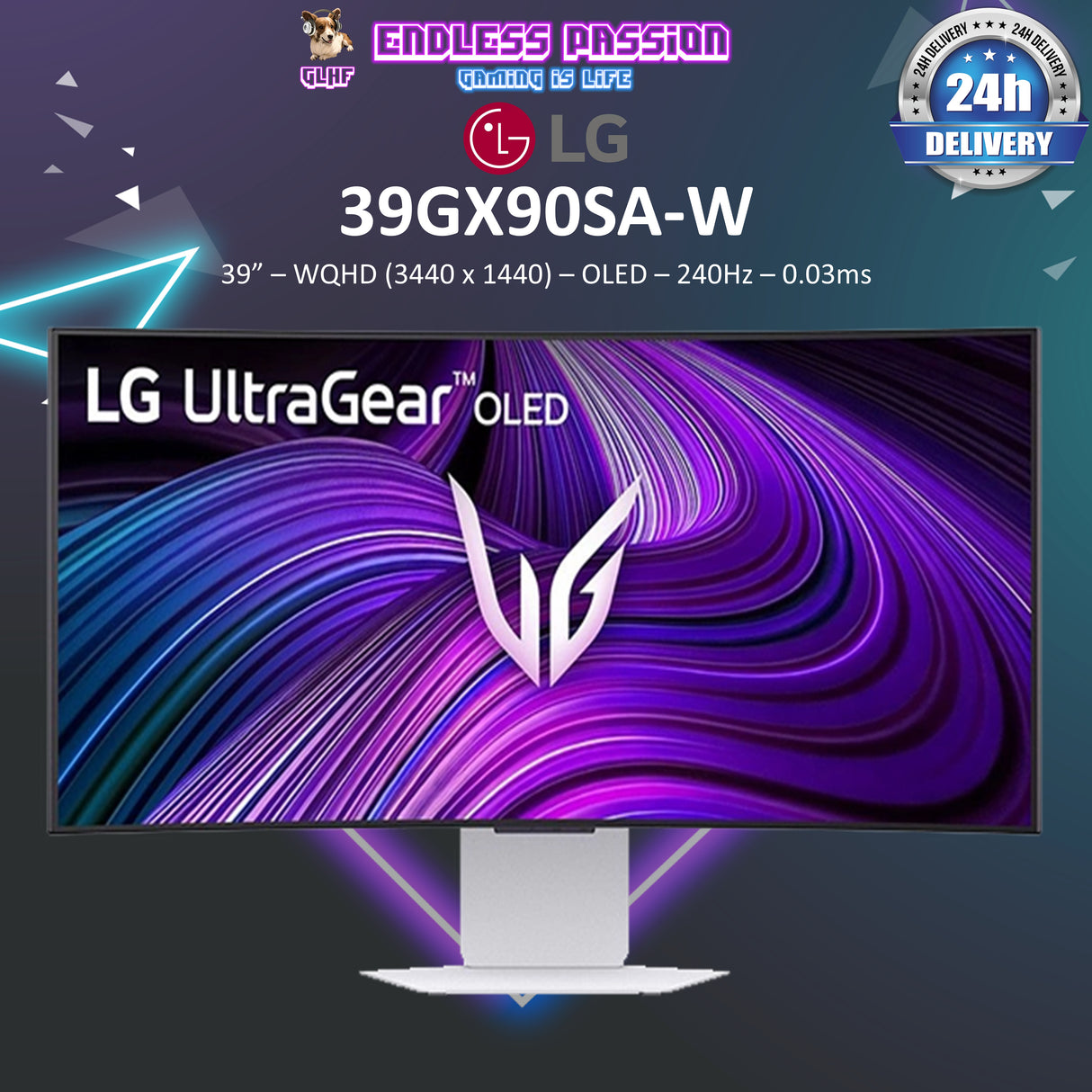 LG 39GX90SA-W — 39" Ultragear WQHD (3440 x 1440) OLED Curved Gaming Monitor