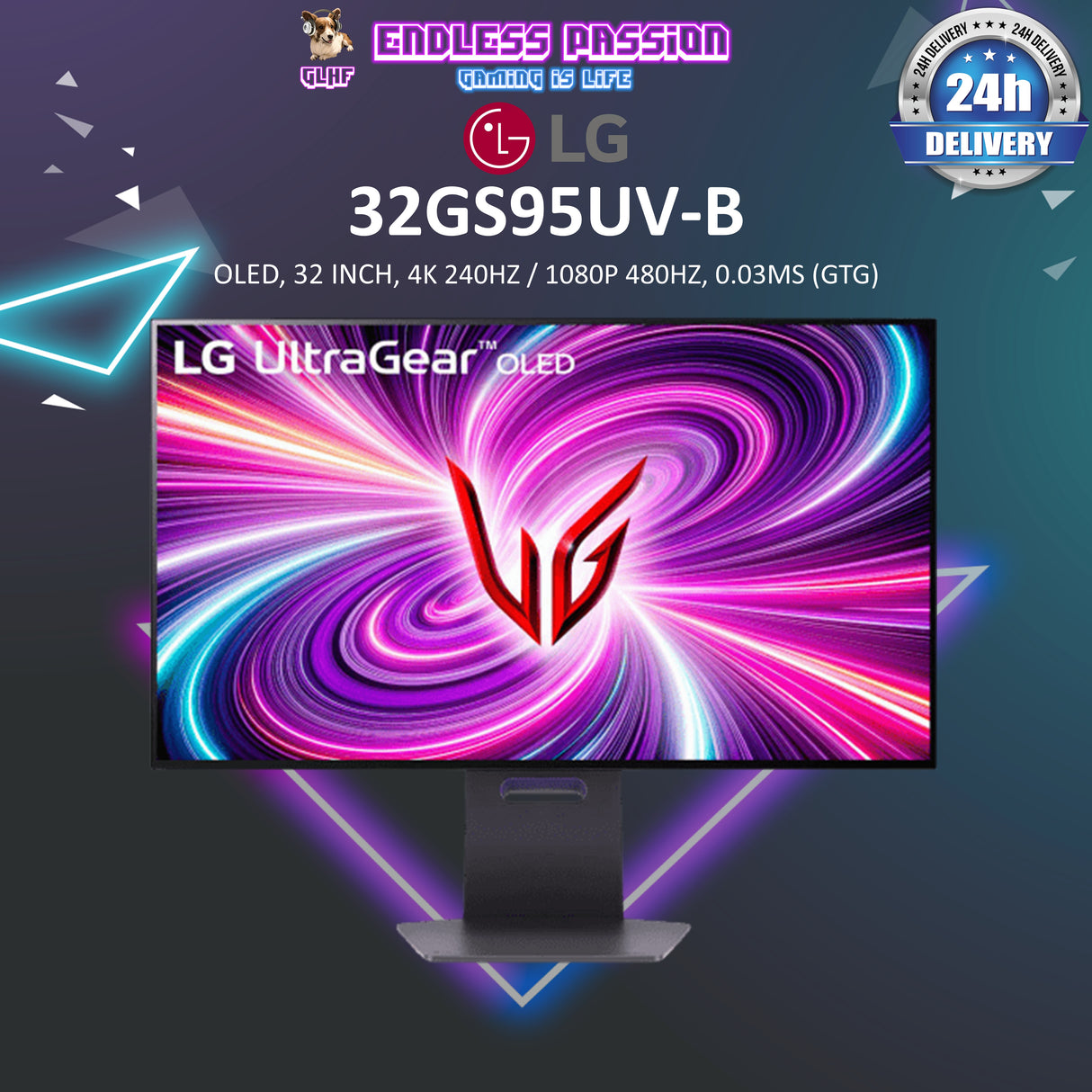 LG 32GS95UV-B — 32" Dual-Mode 4K UHD OLED Display Gaming Monitor