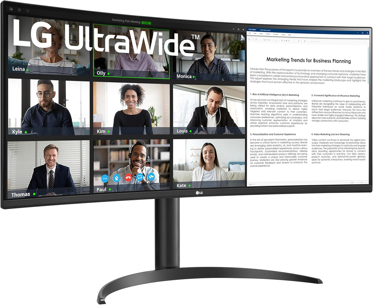 LG 34WR55QK-B — 34" QHD (3440x1440) VA 100Hz Curved Monitor with 65W Type C PD