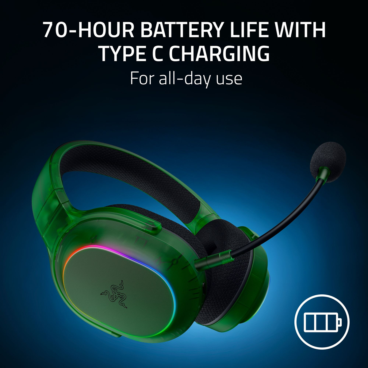 Razer Barracuda X Chroma - Wireless Multi-Platform Gaming and Mobile Headset - Phantom Green