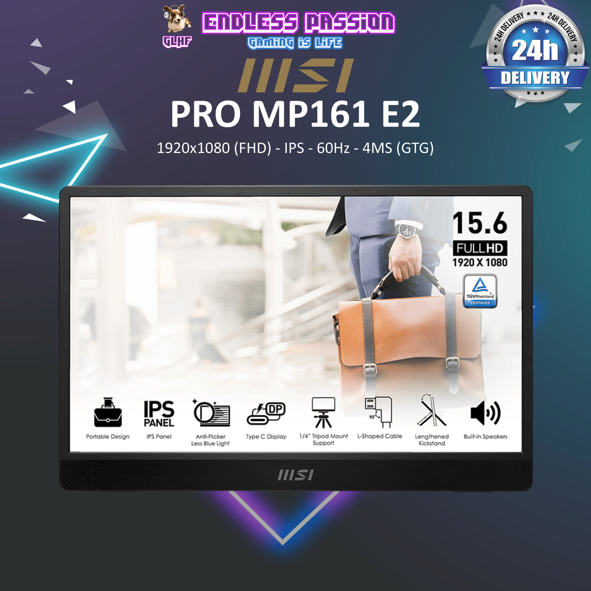 MSI PRO MP161 E2 FHD IPS Panel Portable Monitor