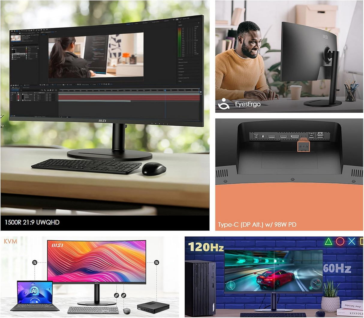 MSI Modern MD342CQP Business & Productivity Monitor