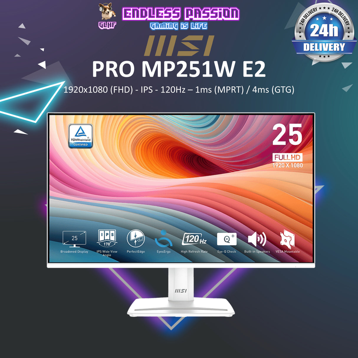 MSI PRO MP251 E2 24.5-inch IPS 1920 x 1080 (FHD) 120Hz 1ms Productivity Monitor