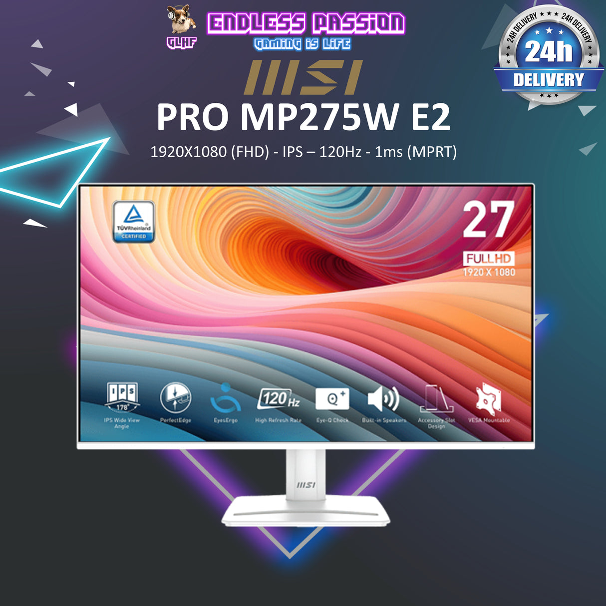 MSI Pro MP275 E2 27" Full HD 120Hz 1ms (MPRT) Productivity Monitor