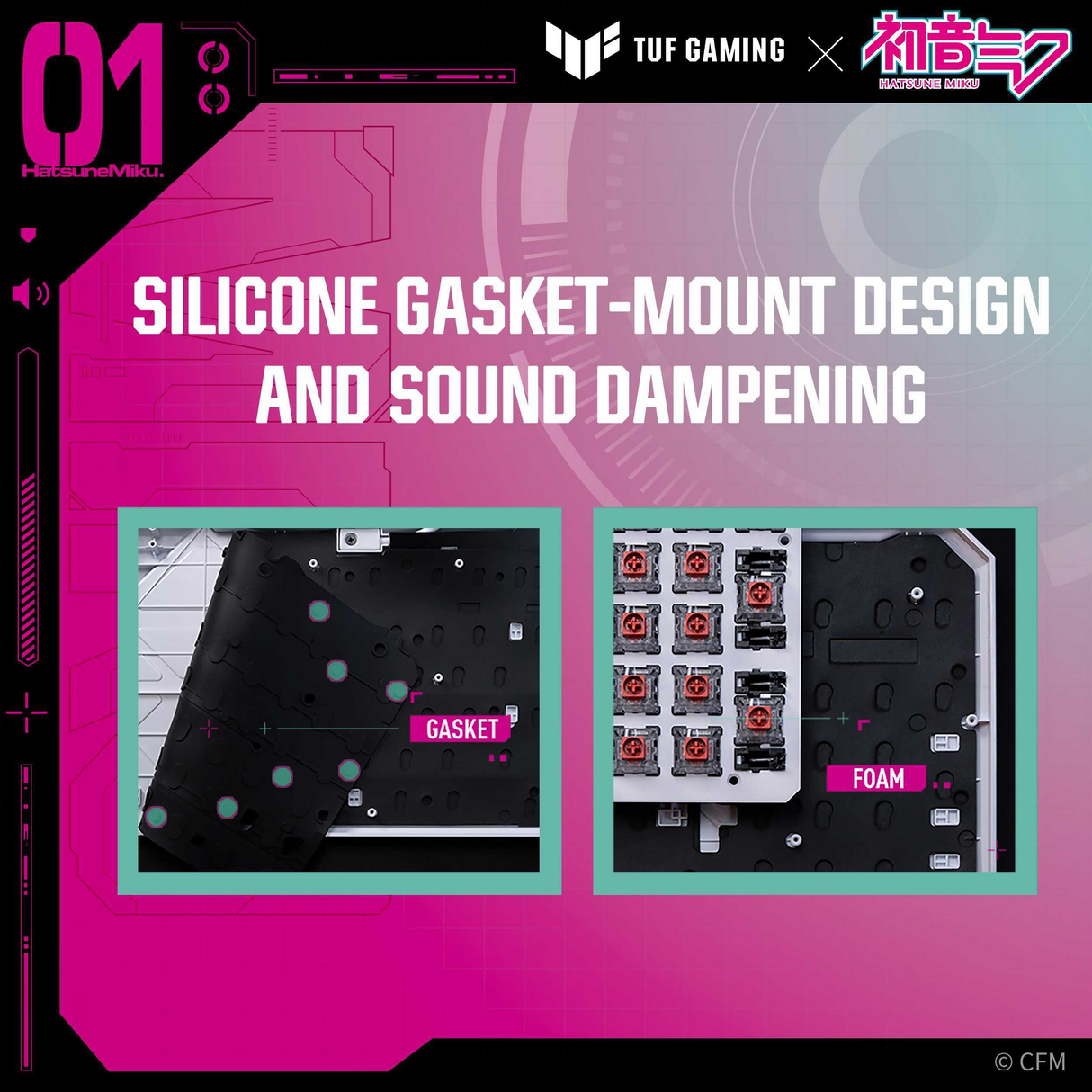 ASUS TUF Gaming K3 Gen II Gaming Keyboard - Hatsune Miku Edition (Red Switch)