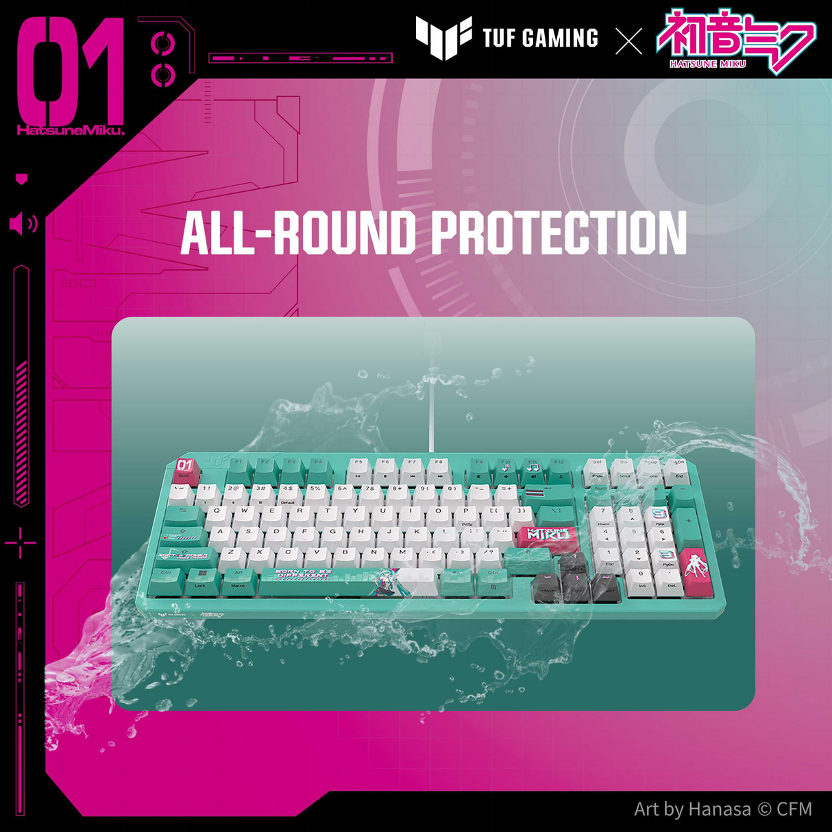 ASUS TUF Gaming K3 Gen II Gaming Keyboard - Hatsune Miku Edition (Red Switch)