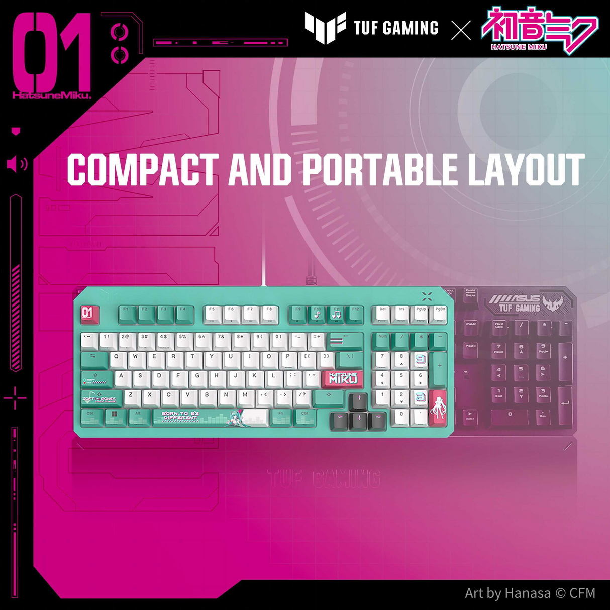 ASUS TUF Gaming K3 Gen II Gaming Keyboard - Hatsune Miku Edition (Red Switch)