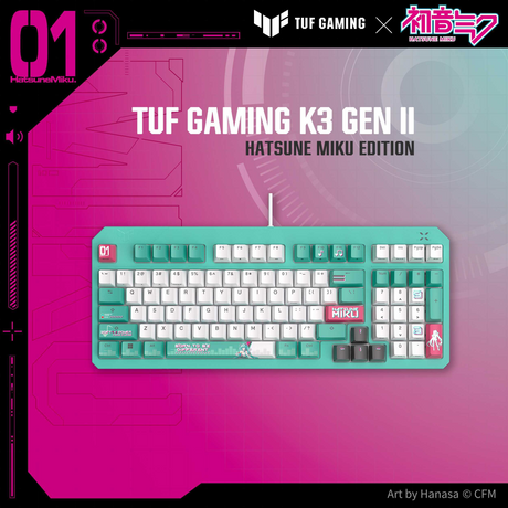 ASUS TUF Gaming K3 Gen II Gaming Keyboard - Hatsune Miku Edition (Red Switch)