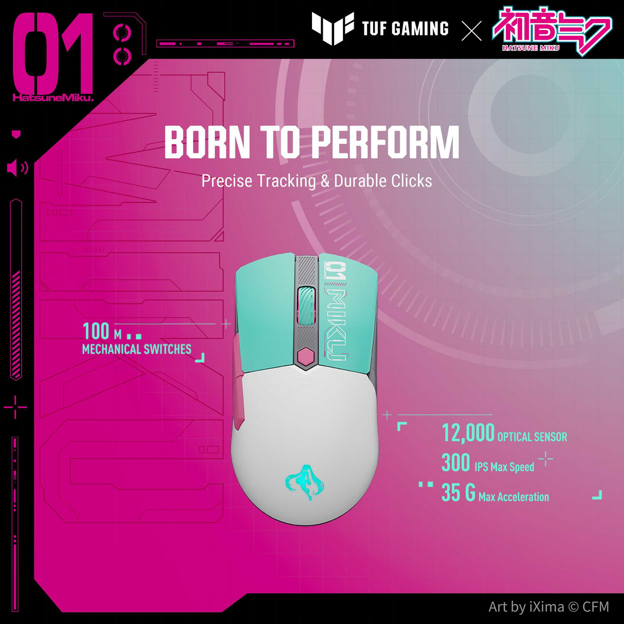 ASUS TUF Gaming Mini Wireless Gaming Mouse - Hatsune Miku Edition