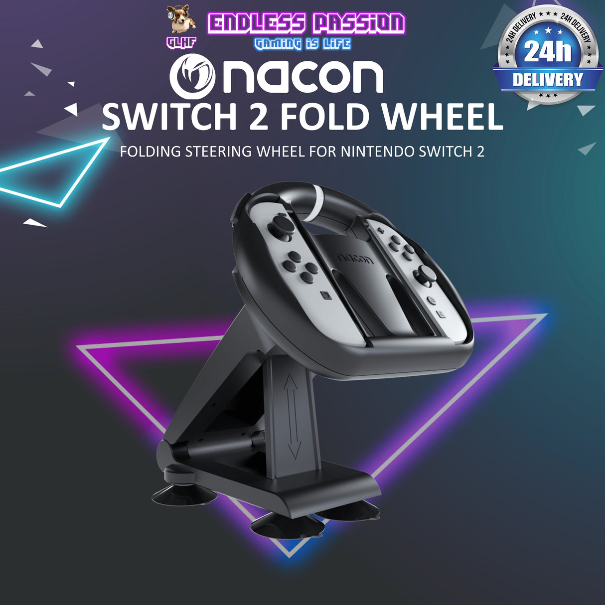Nacon Folding Steering Wheel for Joy-Con Controllers Nintendo Switch 2