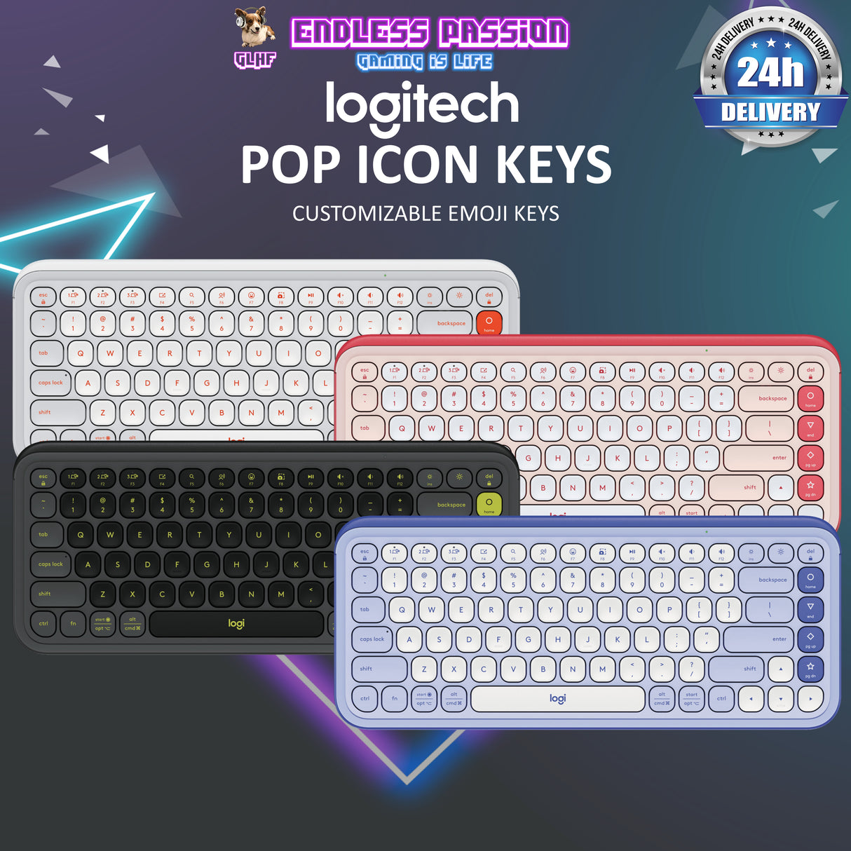 Logitech Pop Icon Keys Compact Wireless Keyboard