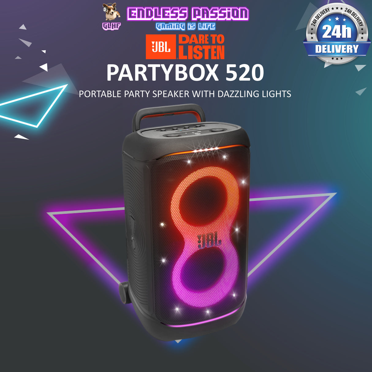 JBL PartyBox 520 Portable Battery-Powered Party Speaker