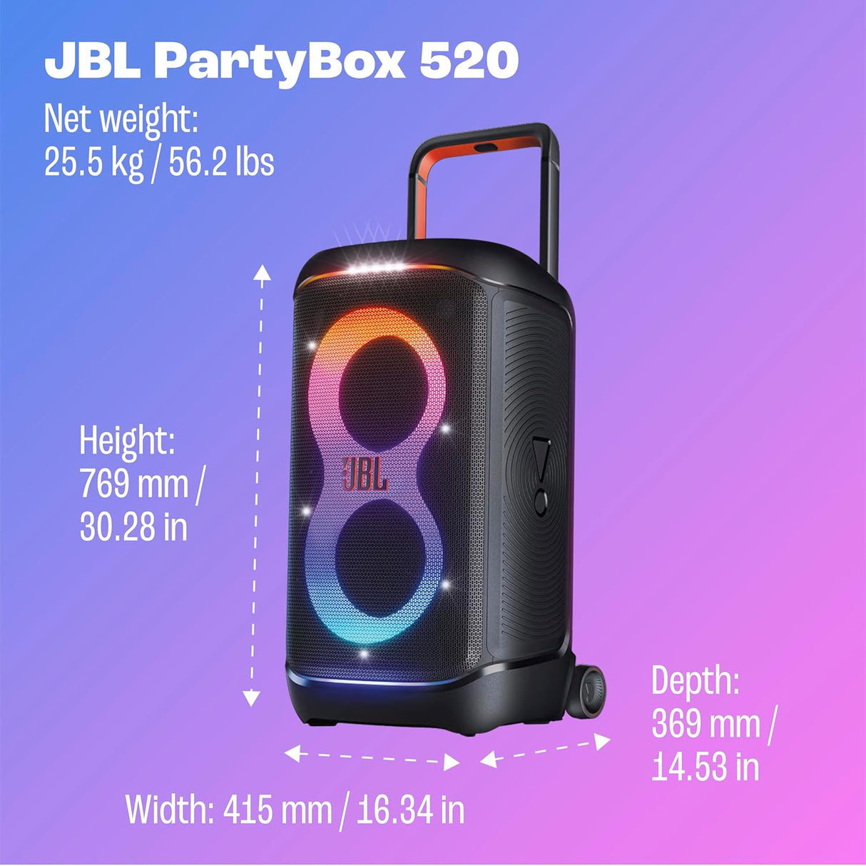 JBL PartyBox 520 Portable Battery-Powered Party Speaker