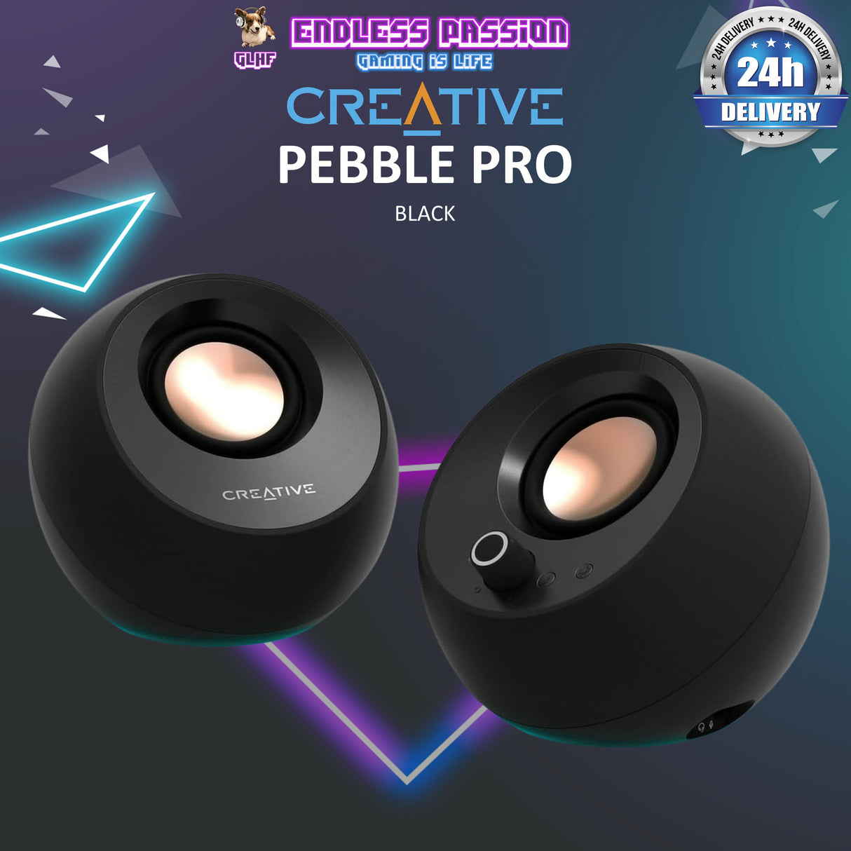 Creative Pebble Pro Minimalist 2.0 USB-C Computer Speakers with Bluetooth 5.3 and Customizable RGB Lighting