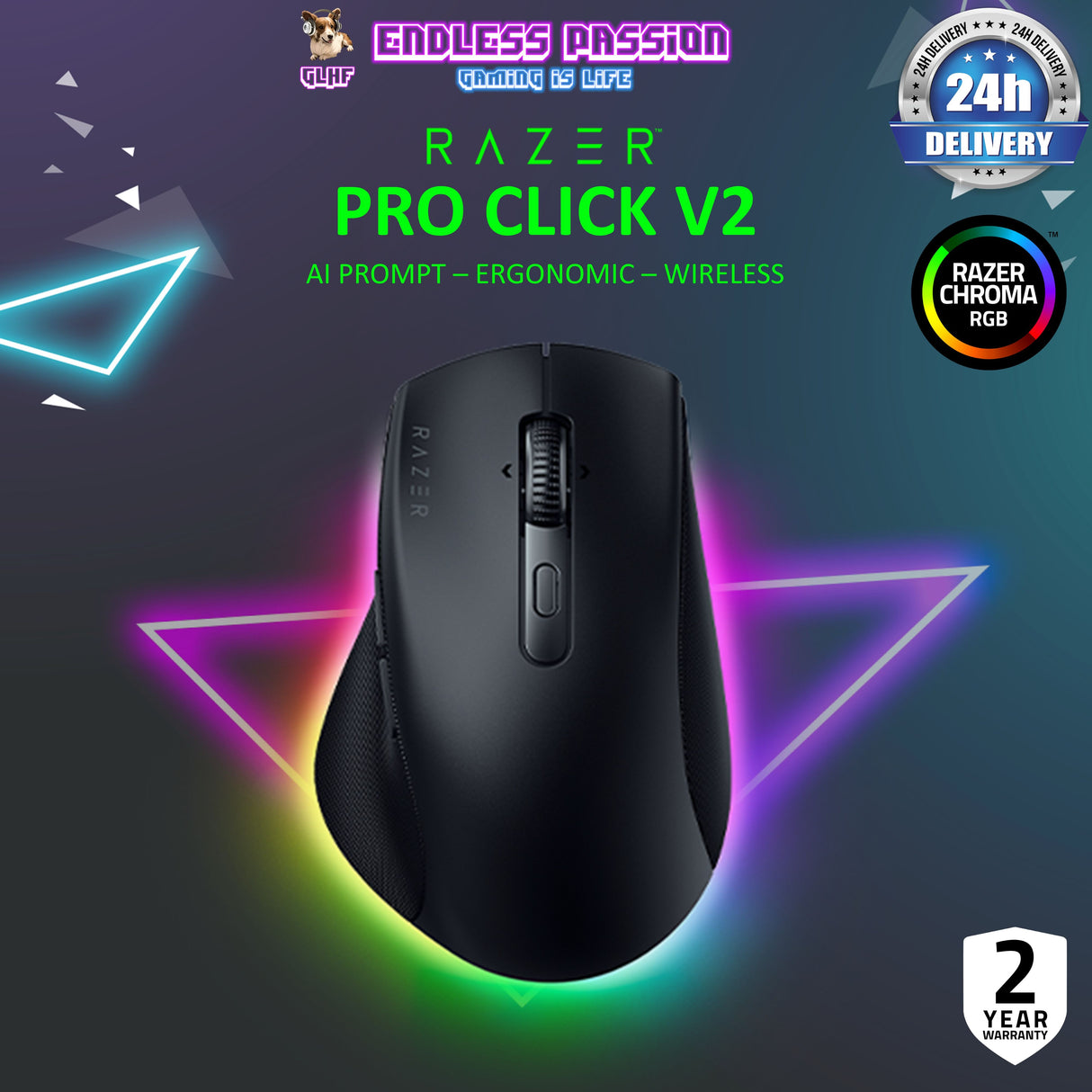 Razer Pro Click V2 – Ergonomic Wireless Mouse for Work