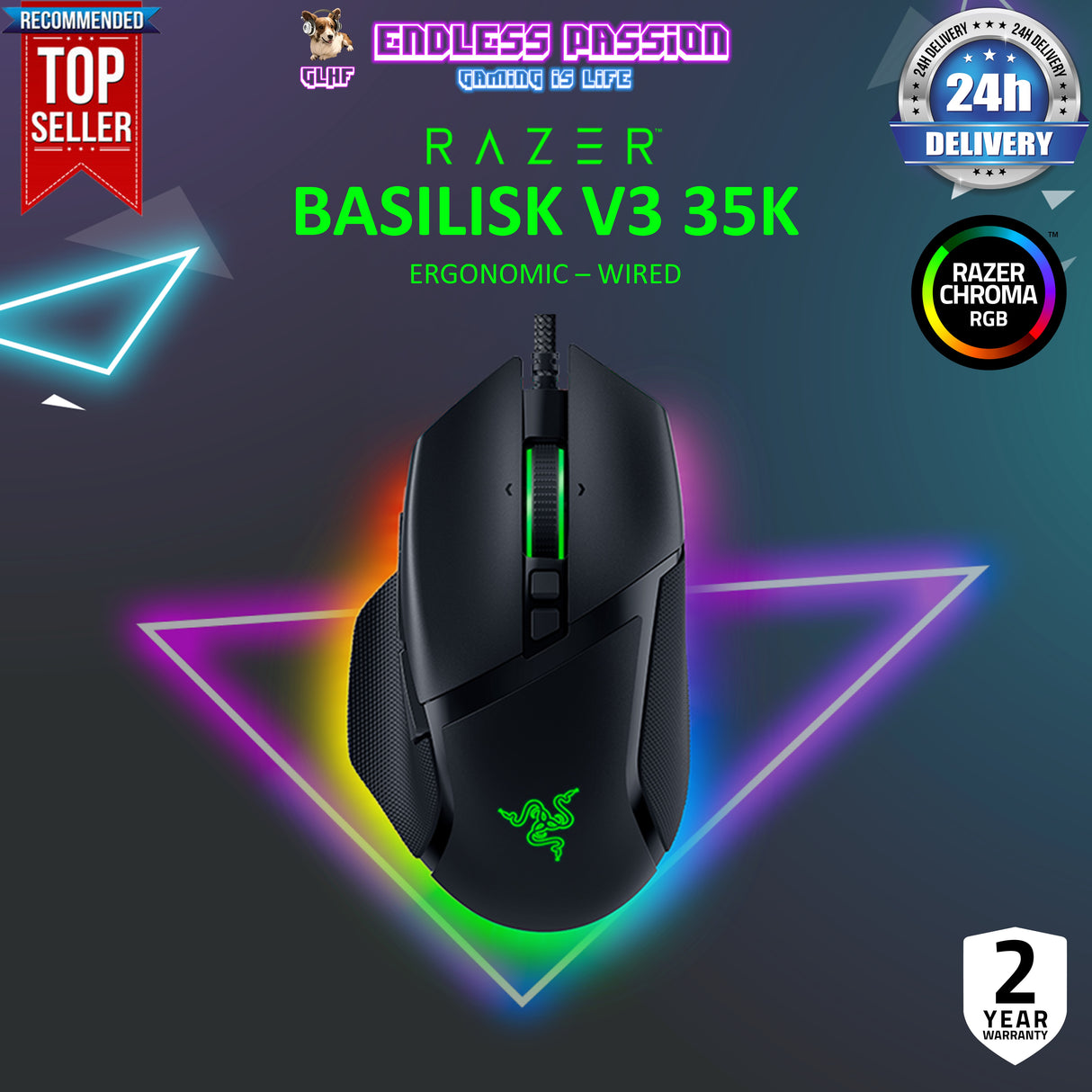 Razer Basilisk V3 35K Customizable Ergonomic Gaming Mouse