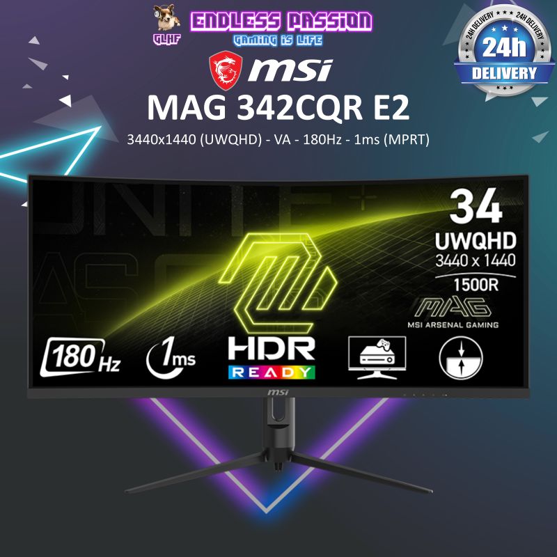MSI MAG 342CQR E2 - 34" WQHD VA 180Hz 1ms Curved Gaming Monitor