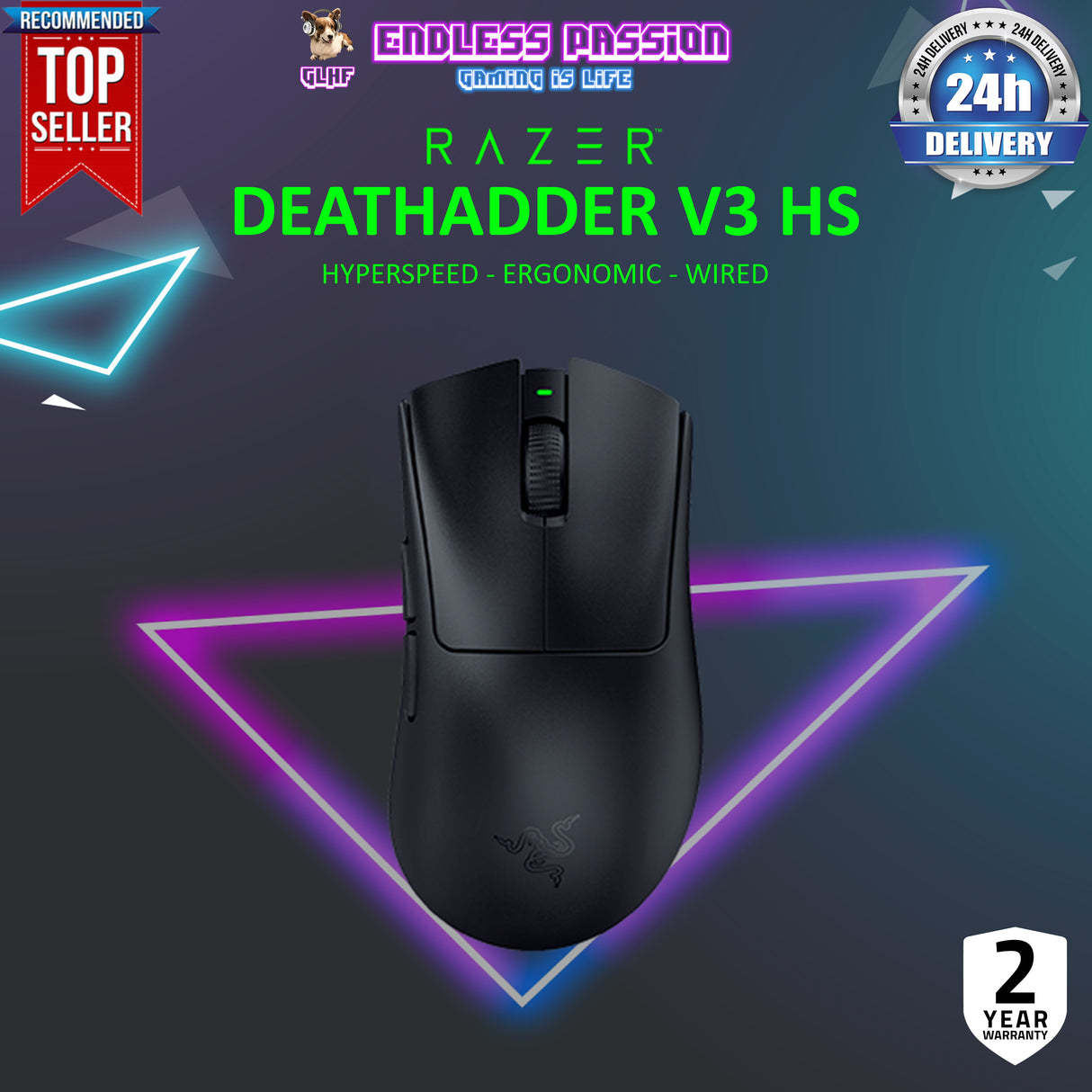 Razer DeathAdder V3 HyperSpeed Ultra-lightweight Wireless Ergonomic Esports Mouse