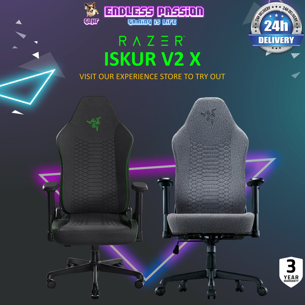 Razer Iskur V2 X - Ergonomic Gaming Chair with Integrated Lumbar Support