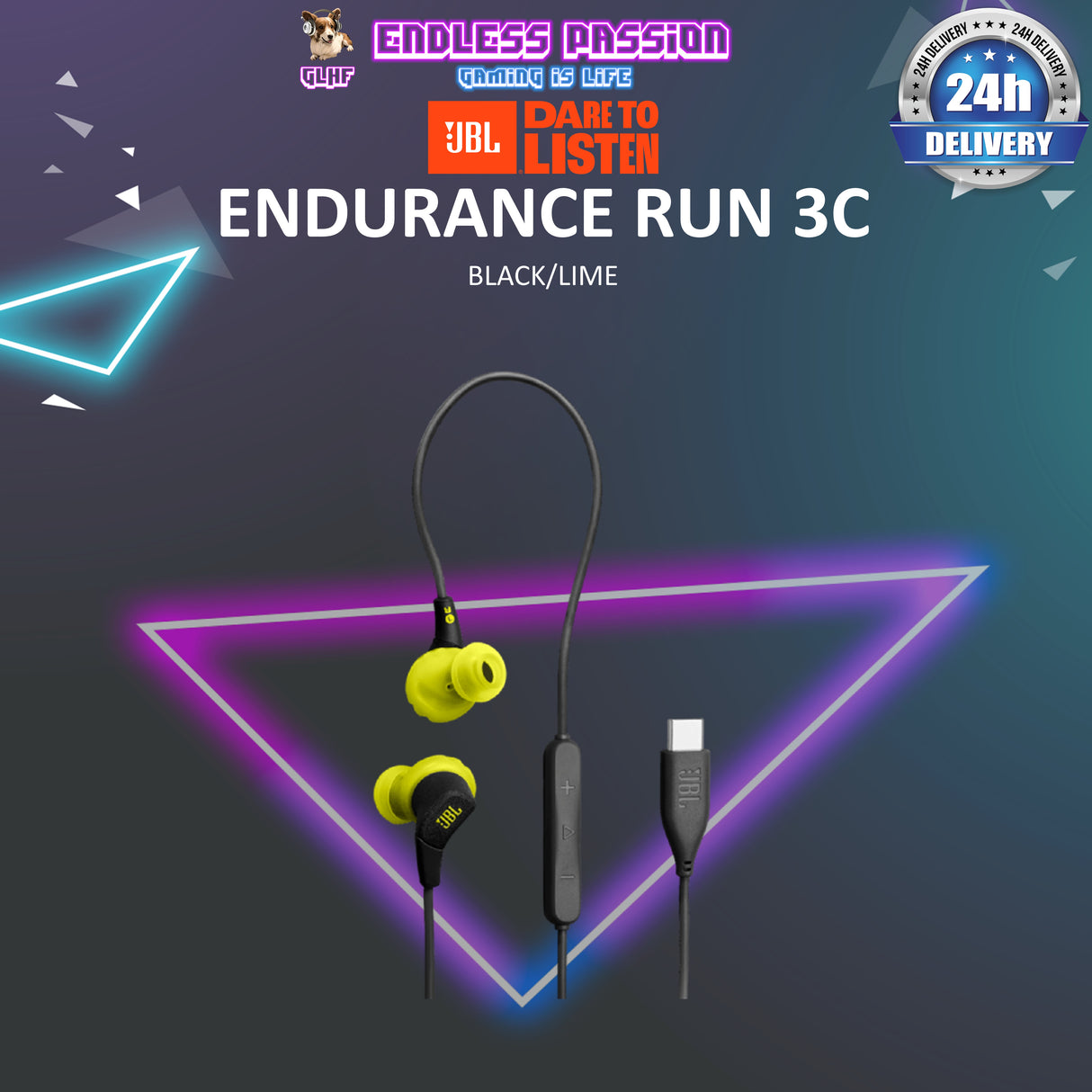 JBL Endurance Run 3C Sweatproof Wired In-Ear Sports Headphone