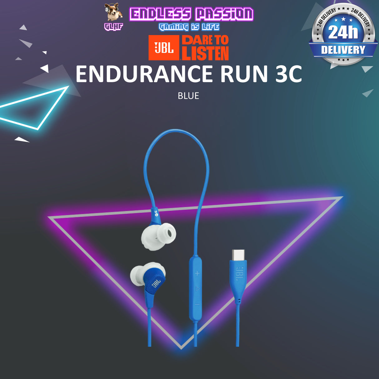 JBL Endurance Run 3C Sweatproof Wired In-Ear Sports Headphone