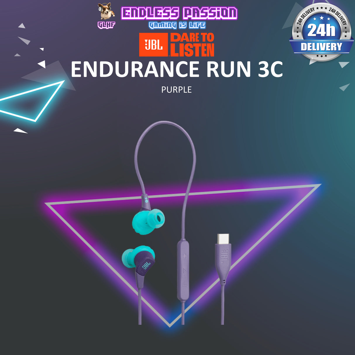 JBL Endurance Run 3C Sweatproof Wired In-Ear Sports Headphone