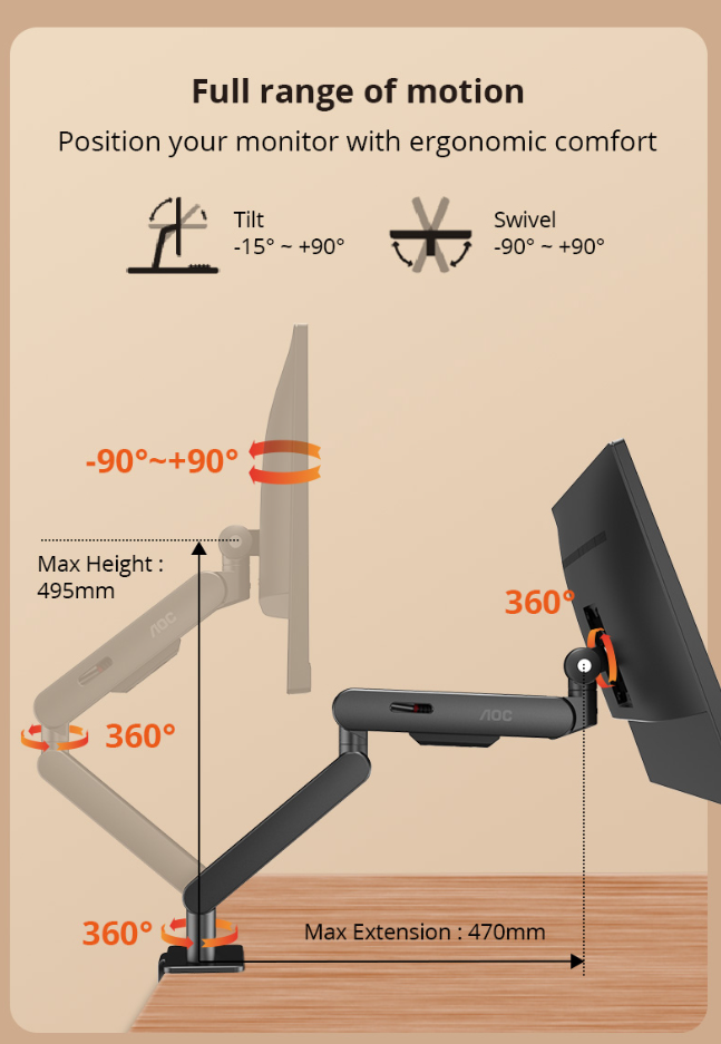 AOC AM406 Single Monitor Arm