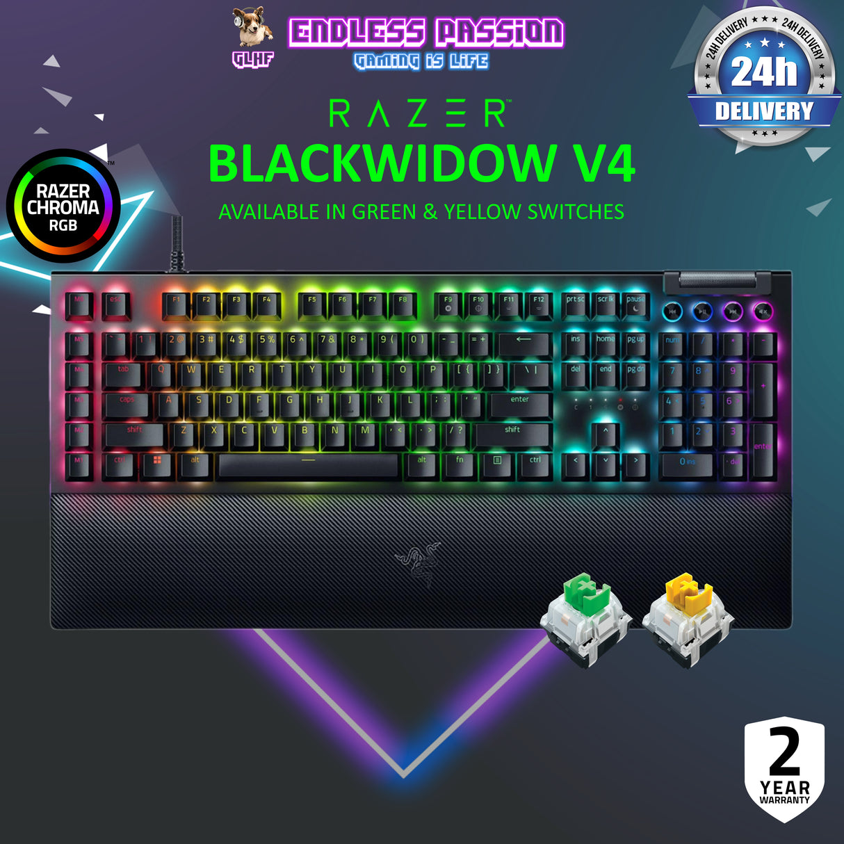 Razer BlackWidow V4 - US Layout - Mechanical Gaming Keyboard with Razer Chroma RGB