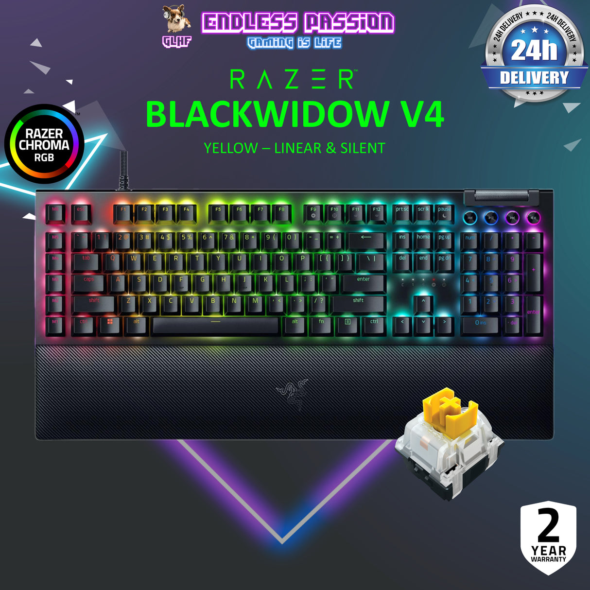 Razer BlackWidow V4 - US Layout - Mechanical Gaming Keyboard with Razer Chroma RGB