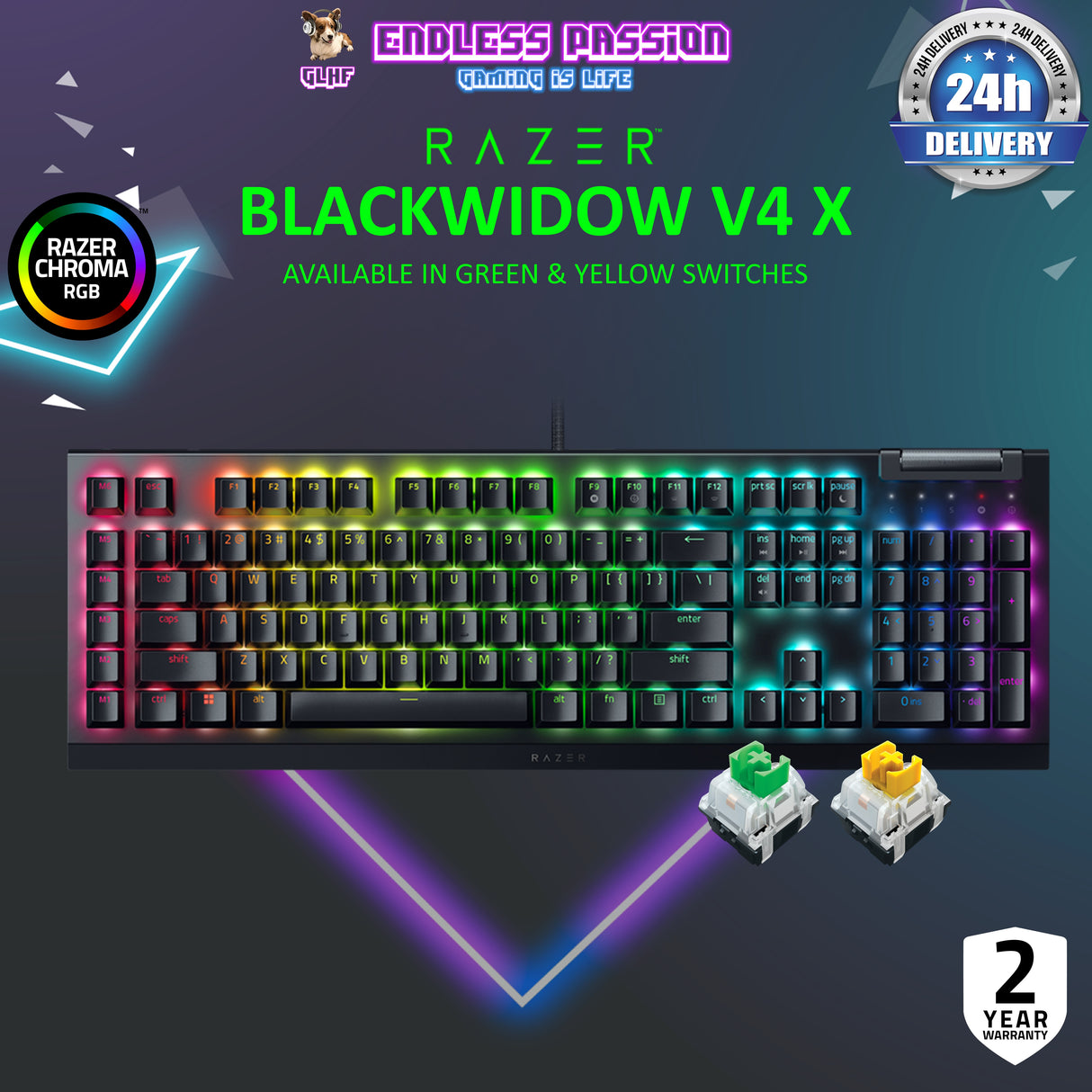 Razer BlackWidow V4 X - US Layout - Mechanical Gaming Keyboard with Razer Chroma RGB