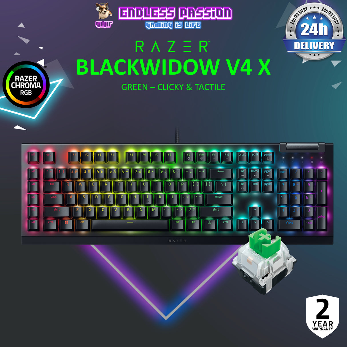 Razer BlackWidow V4 X - US Layout - Mechanical Gaming Keyboard with Razer Chroma RGB