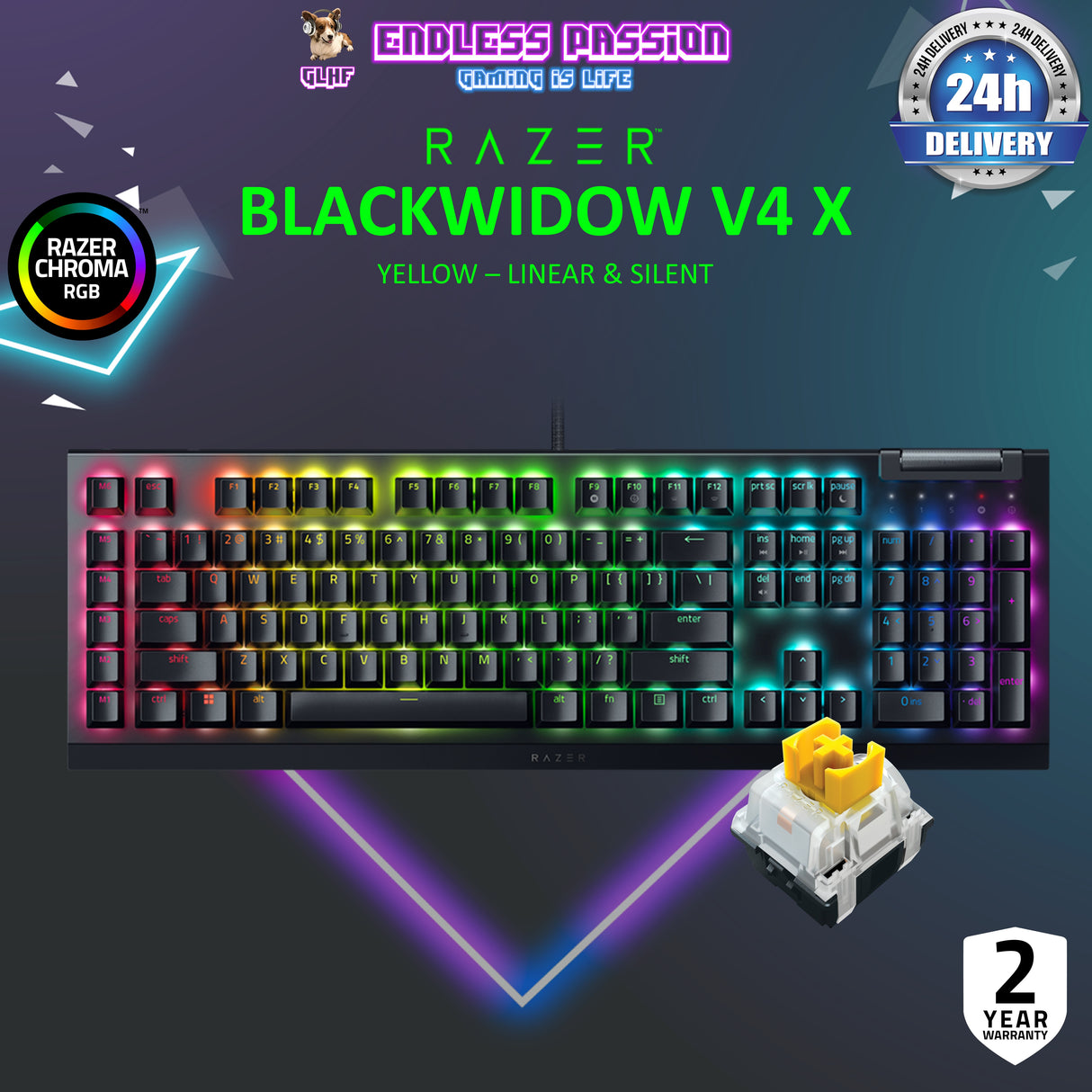 Razer BlackWidow V4 X - US Layout - Mechanical Gaming Keyboard with Razer Chroma RGB