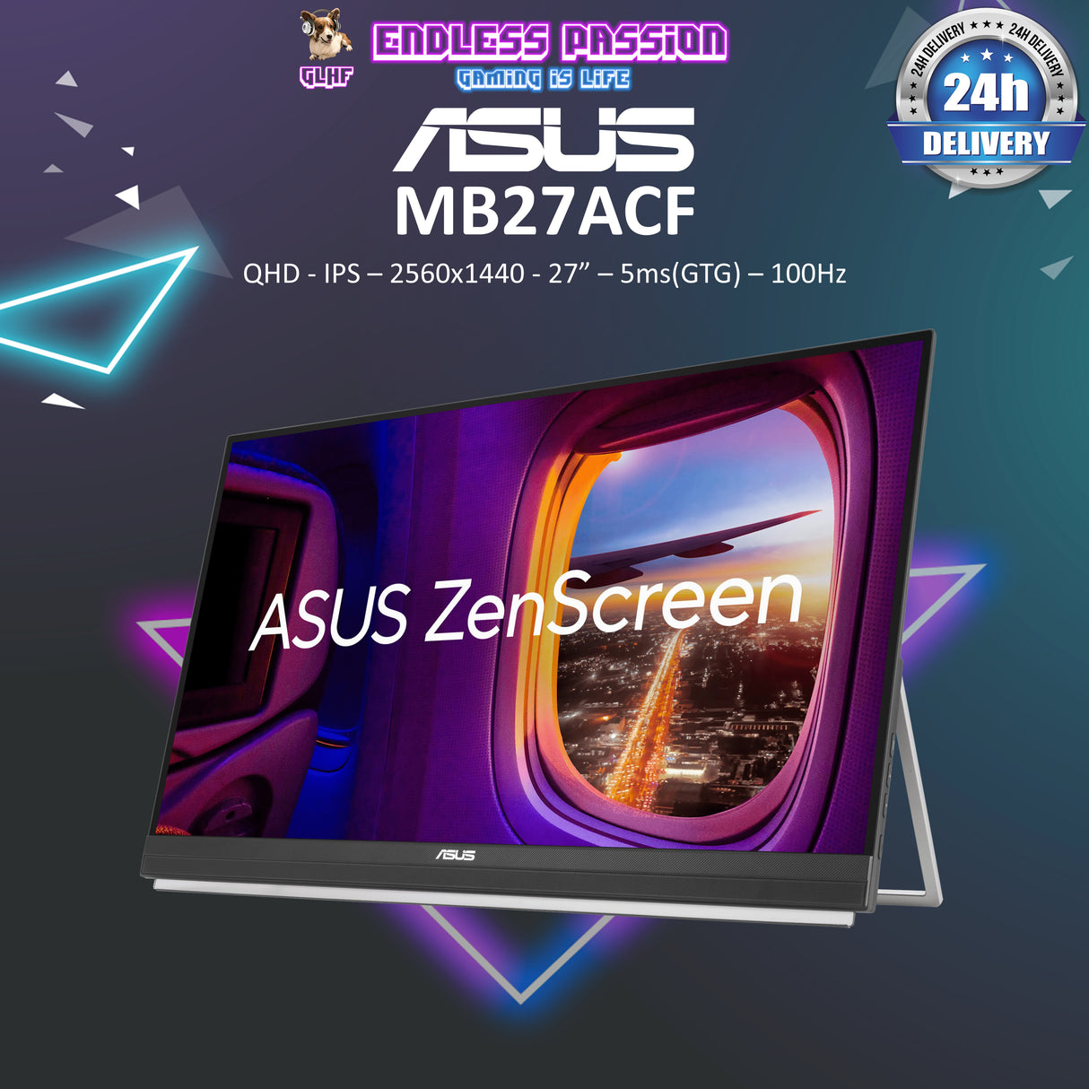 Asus Zenscreen MB27ACF Portable Monitor - 27 Inch QHD IPS 100Hz 5ms