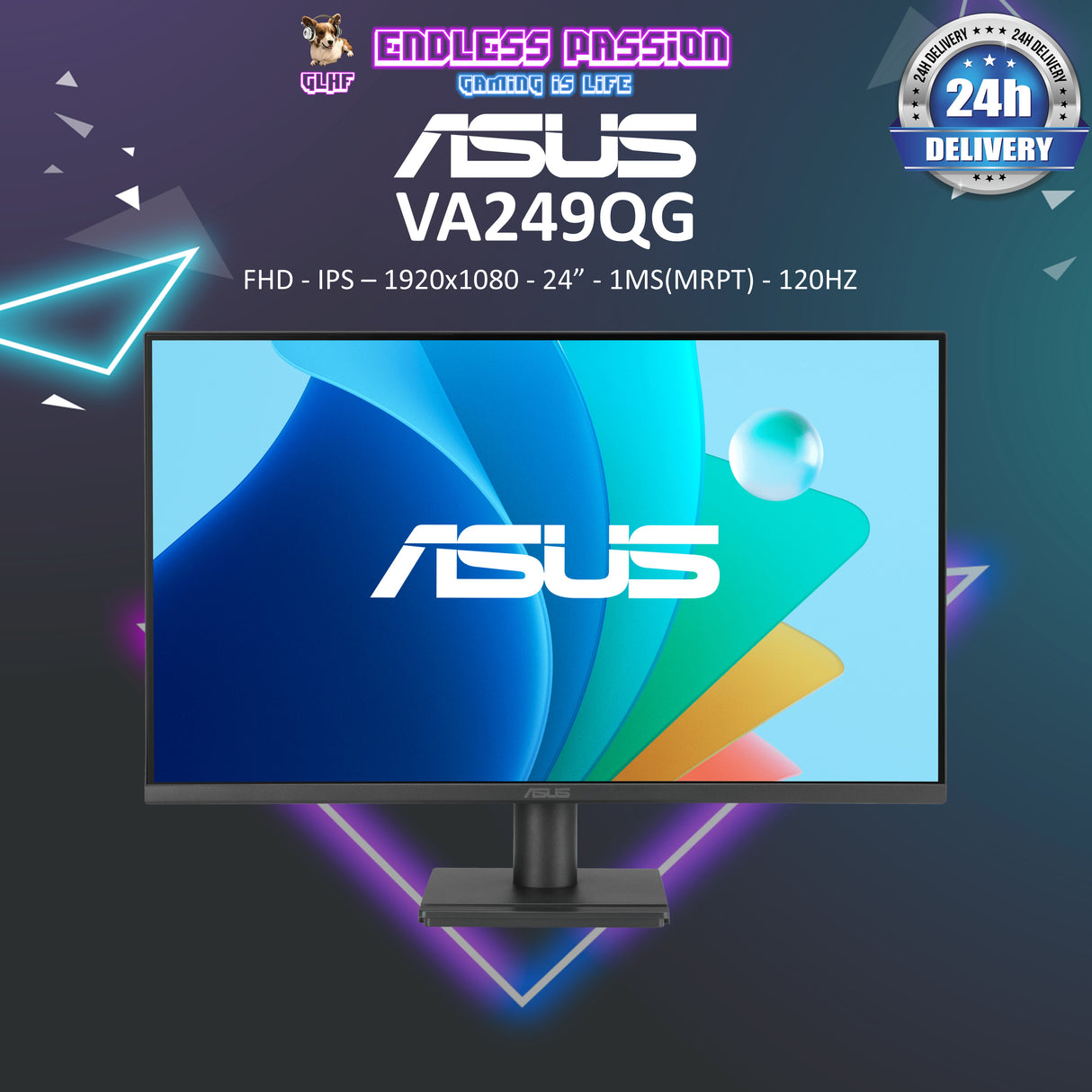 Asus VA249QG Eye Care Gaming Monitor - 24 Inch FHD 120Hz 1ms