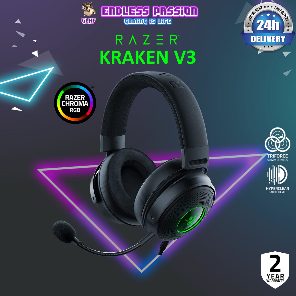 Razer Kraken V3 Wired USB Wired Gaming Headset
