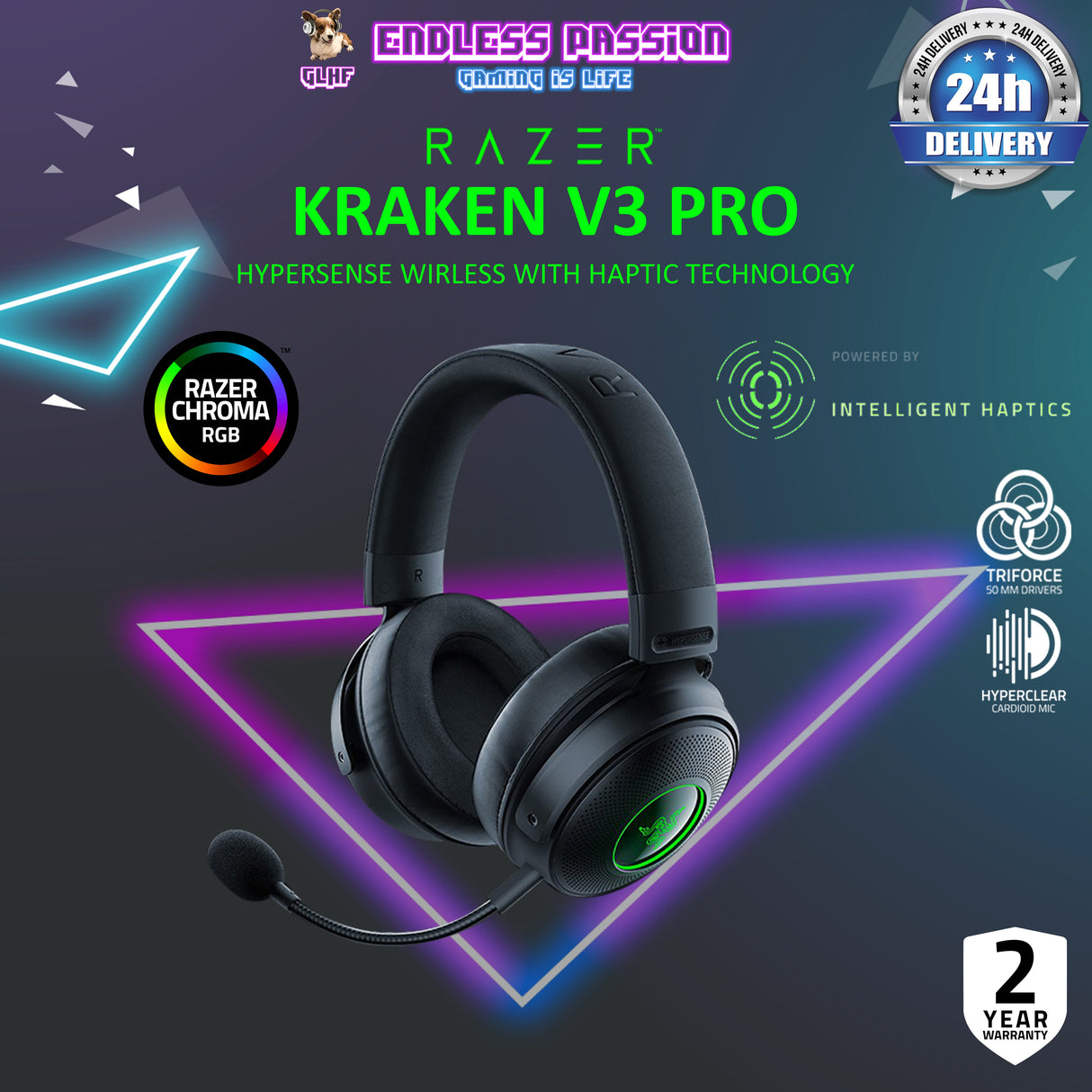 Razer Kraken V3 Pro Wireless Haptic PC Gaming Headset