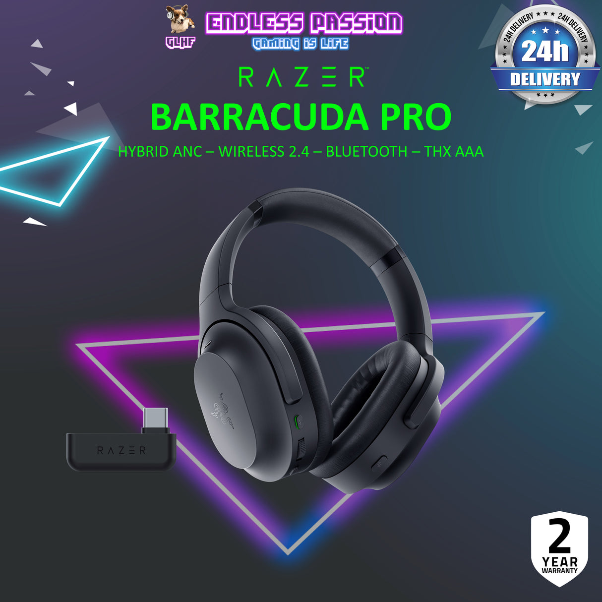 Razer Barracuda Pro - Wireless Gaming Headset with Hybrid ANC