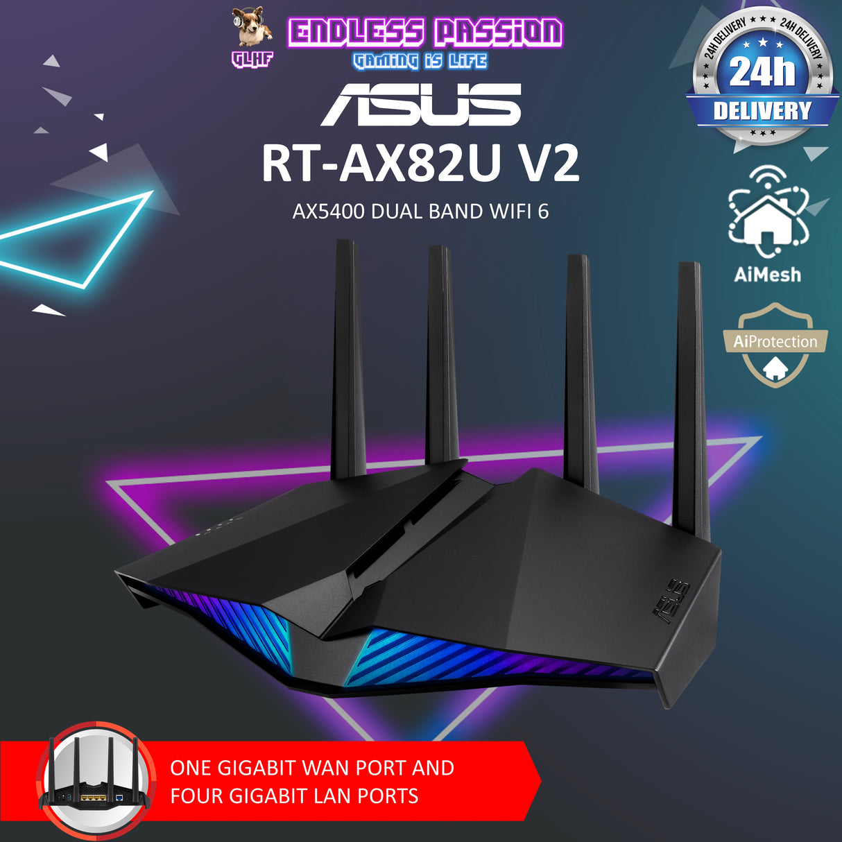 ASUS RT-AX82U AX5400 Dual Band WiFi 6 (802.11ax) Gaming Router