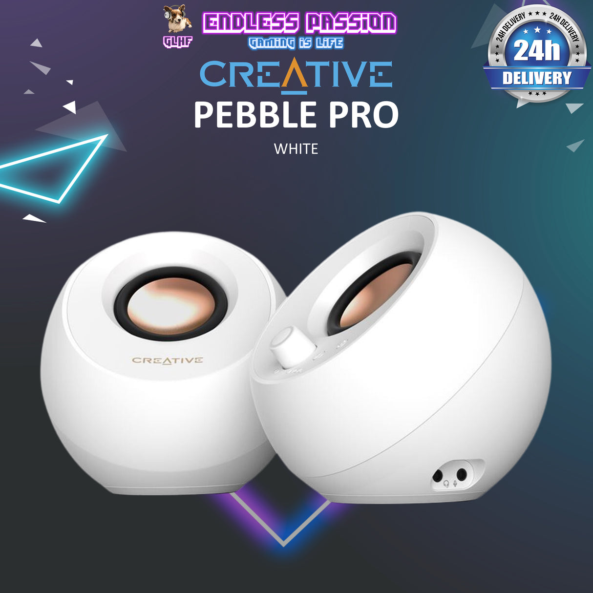 Creative Pebble Pro Minimalist 2.0 USB-C Computer Speakers with Bluetooth 5.3 and Customizable RGB Lighting