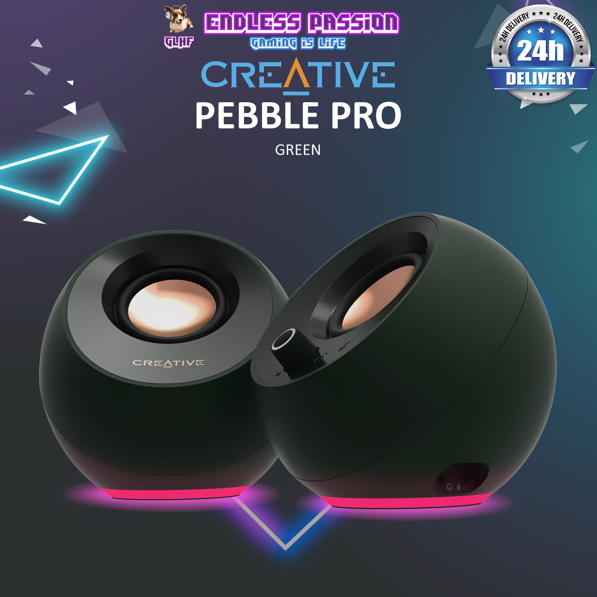 Creative Pebble Pro Minimalist 2.0 USB-C Computer Speakers with Bluetooth 5.3 and Customizable RGB Lighting
