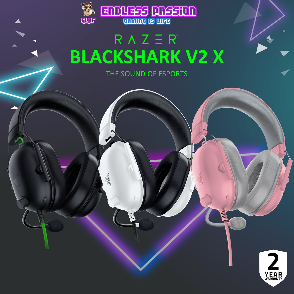 Razer BlackShark V2 X — Multi-platform wired esports headset with 7.1 surround sound