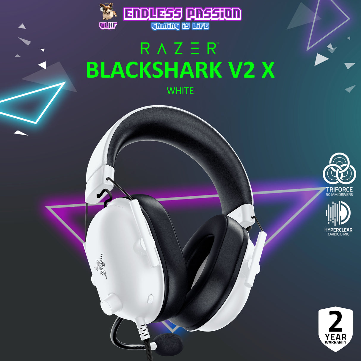 Razer BlackShark V2 X — Multi-platform wired esports headset with 7.1 surround sound
