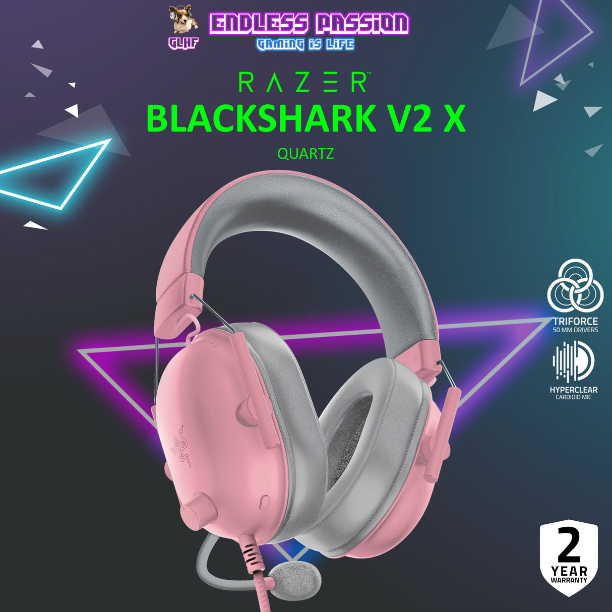 Razer BlackShark V2 X — Multi-platform wired esports headset with 7.1 surround sound