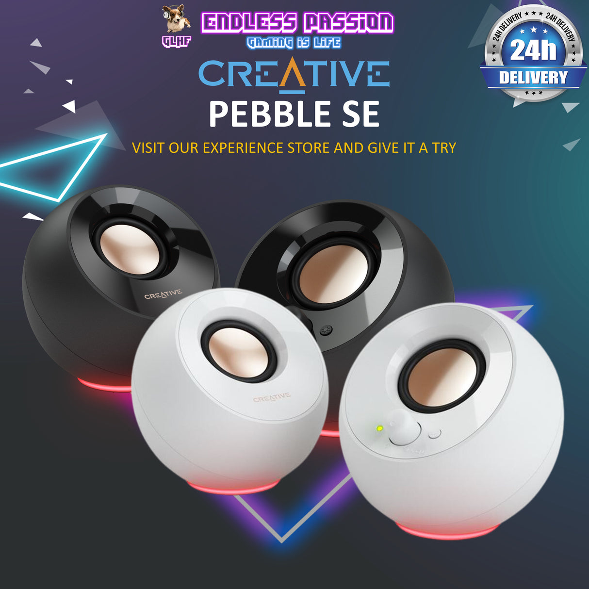 Creative Pebble SE Minimalist 2.0 USB-C Powered PC Speakers with RGB Lighting