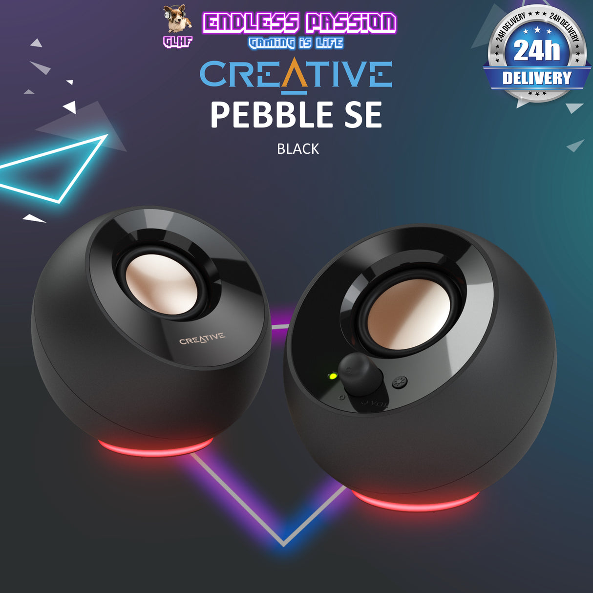 Creative Pebble SE Minimalist 2.0 USB-C Powered PC Speakers with RGB Lighting