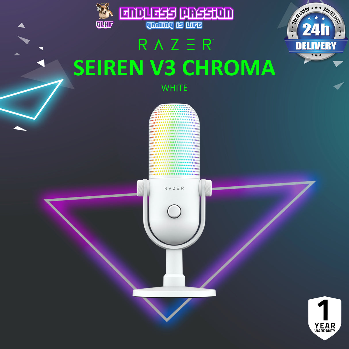 Razer Seiren V3 Chroma - RGB USB Microphone with Tap-to-Mute