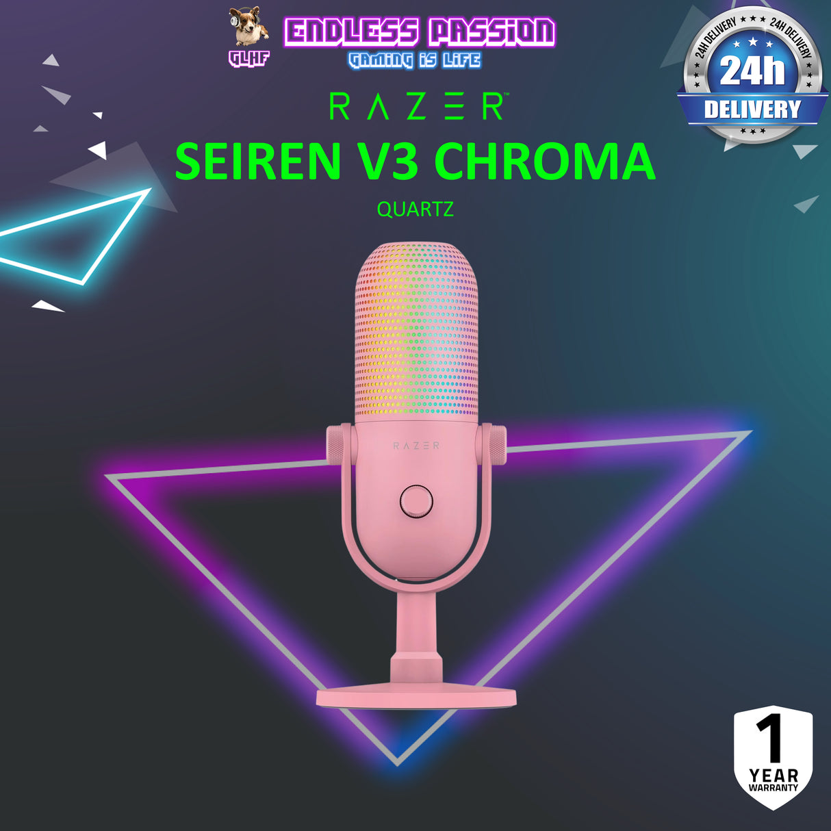 Razer Seiren V3 Chroma - RGB USB Microphone with Tap-to-Mute