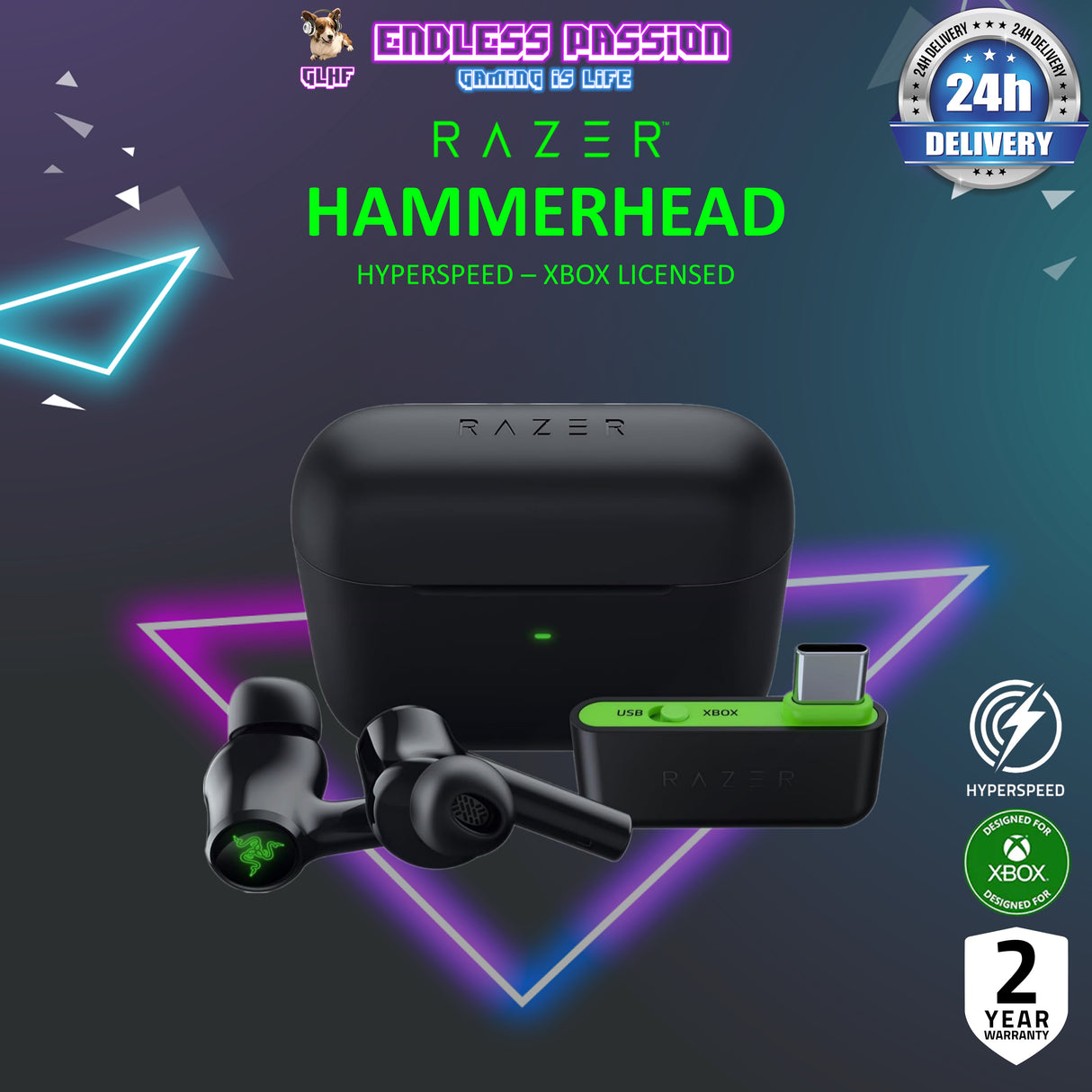 Razer Hammerhead HyperSpeed - Xbox Licensed - Wireless Multi-Platform Gaming Earbuds