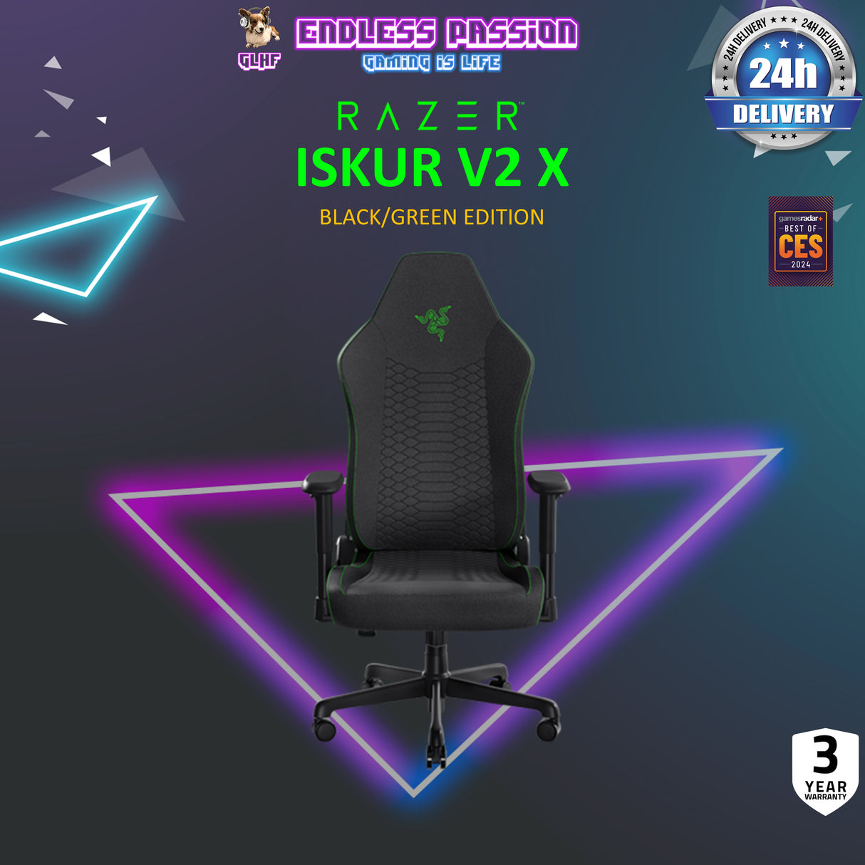 Razer Iskur V2 X - Ergonomic Gaming Chair with Integrated Lumbar Support